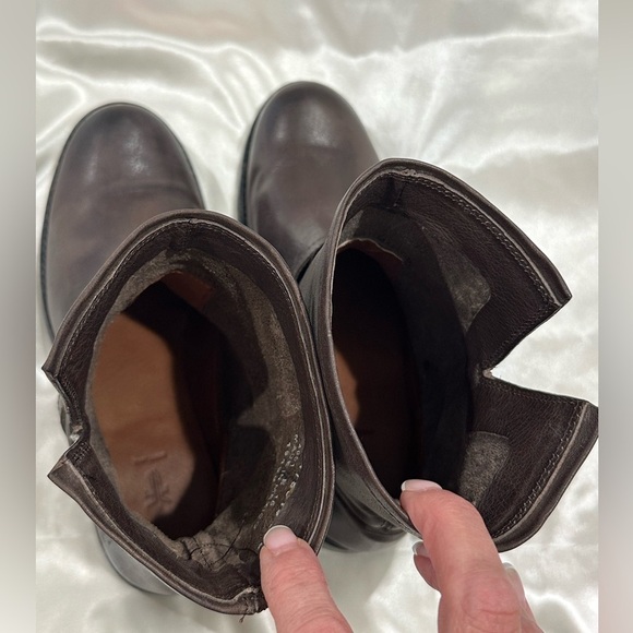 Frye Natalie Engineer Short Boots Brown Leather Buckle Western Size 6 Boho Chic - Picture 6 of 13